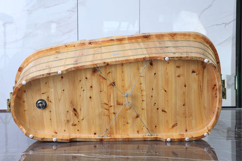Image of ALFI brand AB1136 61'' Free Standing Cedar Wooden Bathtub with Tub Filler