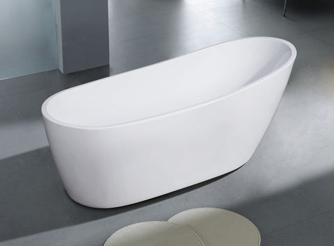 Image of ALFI brand AB8826 68 Inch White Oval Acrylic Free Standing Soaking Bathtub