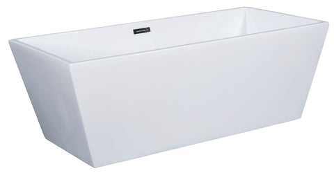 Image of ALFI brand AB8833 59 Inch White Rectangular Free Standing Soaking Bathtub