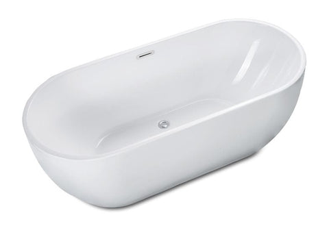 Image of ALFI brand AB8839 67 Inch White Oval Acrylic Free Standing Soaking Bathtub