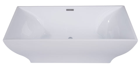 Image of ALFI brand AB8840 67 Inch White Rectangular Acrylic Free Standing Soaking Bathtub