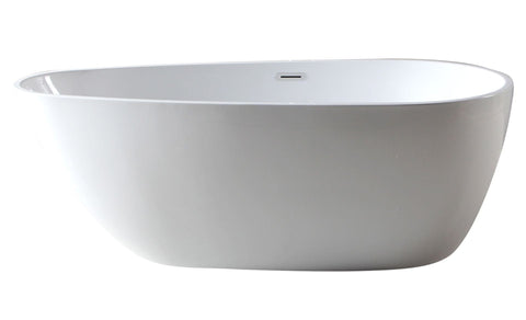 Image of ALFI brand AB8861 59 Inch White Oval Acrylic Free Standing Soaking Bathtub