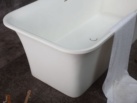 Image of ALFI brand AB9942 67" White Rectangular Solid Surface Smooth Resin Soaking Bathtub