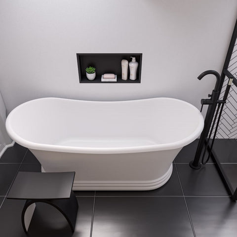Image of ALFI brand AB9950 67" White Matte Pedestal Solid Surface Resin Bathtub