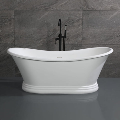 Image of ALFI brand AB9950 67" White Matte Pedestal Solid Surface Resin Bathtub