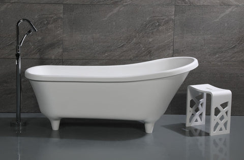 Image of ALFI brand AB9960 67" White Matte Clawfoot Solid Surface Resin Bathtub