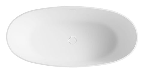 Image of ALFI brand AB9975 59" White Oval Solid Surface Resin Soaking Bathtub