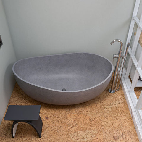 Image of ALFI brand ABCO63TUB 63" Solid Concrete Gray Matte Oval Bathtub