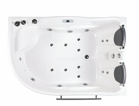 Image of EAGO AM124ETL-L 6 ft Right Drain Corner Acrylic White Whirlpool Bathtub for Two