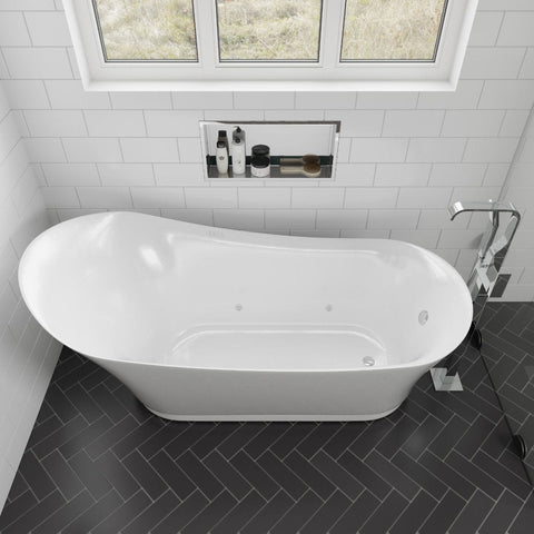 Image of EAGO AM2140 68" White Free Standing Oval Air Bubble Bathtub