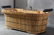 ALFI brand AB1130 65" 2 Person Free Standing Cedar Wooden Bathtub with Fixtures & Headrests