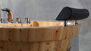 ALFI brand AB1130 65" 2 Person Free Standing Cedar Wooden Bathtub with Fixtures & Headrests