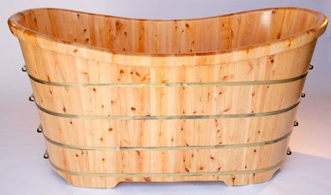 Image of ALFI brand AB1105 63'' Free Standing Cedar Wooden Bathtub