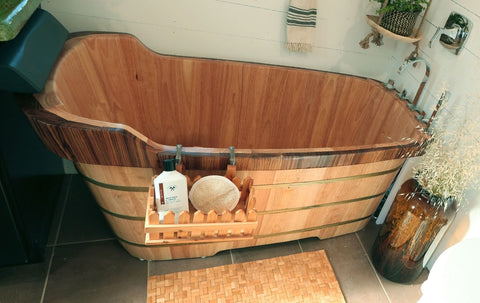 Image of ALFI brand AB1148 59'' Free Standing Wooden Bathtub with Tub Filler