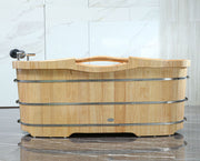 ALFI brand AB1163 61'' Free Standing Wooden BathTub with Headrest