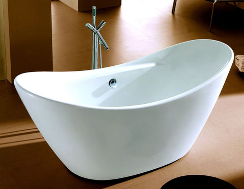 Image of ALFI brand AB8803 68 Inch White Oval Acrylic Free Standing Soaking Bathtub