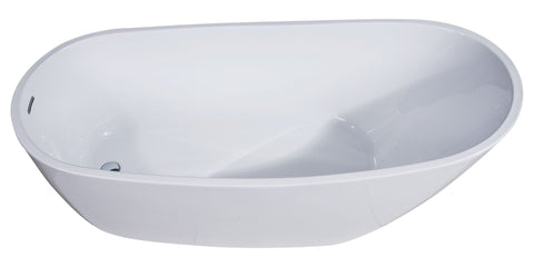 Image of ALFI brand AB8826 68 Inch White Oval Acrylic Free Standing Soaking Bathtub