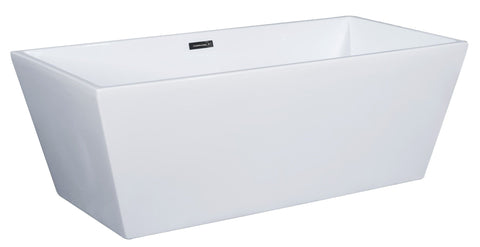 Image of ALFI brand AB8832 67 Inch White Rectangular Acrylic Free Standing Soaking Bathtub