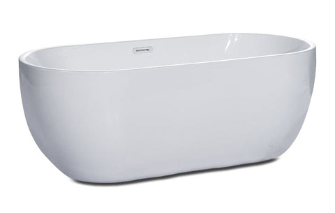 Image of ALFI brand AB8838 59 Inch White Oval Acrylic Free Standing Soaking Bathtub