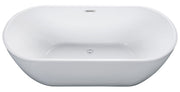 ALFI brand AB8839 67 Inch White Oval Acrylic Free Standing Soaking Bathtub