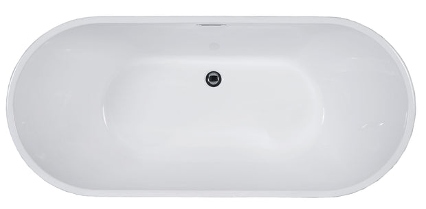 ALFI brand AB8839 67 Inch White Oval Acrylic Free Standing Soaking Bathtub