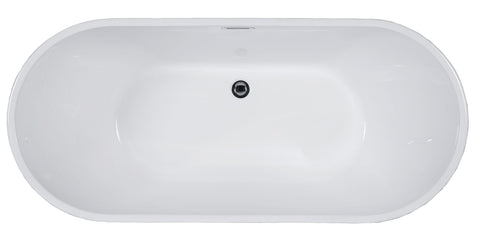 Image of ALFI brand AB8839 67 Inch White Oval Acrylic Free Standing Soaking Bathtub