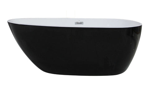 Image of ALFI brand AB8862 59 Inch Black & White Oval Free Standing Soaking Bathtub