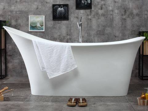 Image of ALFI brand AB9915 74" White Solid Surface Smooth Resin Soaking Slipper Bathtub
