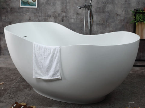 Image of ALFI brand AB9949 66" White Solid Surface Smooth Resin Soaking Bathtub