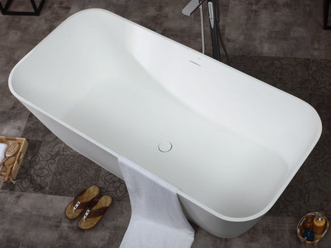 Image of ALFI brand AB9952 67" White Rectangular Solid Surface Smooth Resin Soaking Bathtub