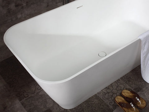Image of ALFI brand AB9952 67" White Rectangular Solid Surface Smooth Resin Soaking Bathtub