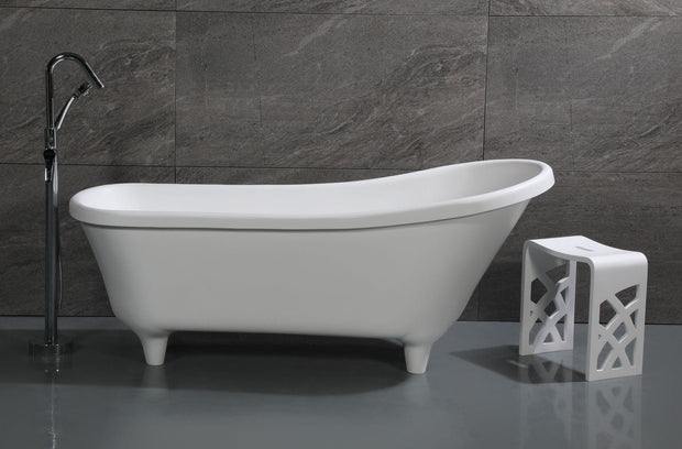 ALFI brand AB9960 67" White Matte Clawfoot Solid Surface Resin Bathtub