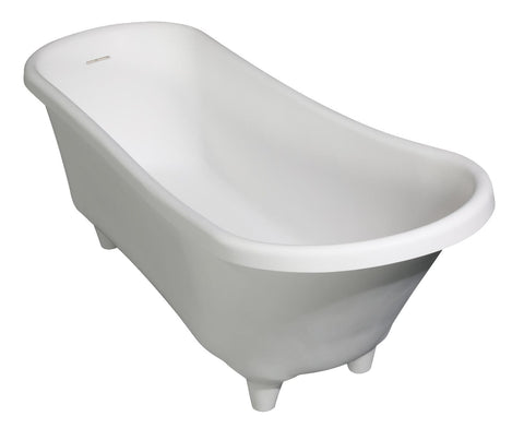 Image of ALFI brand AB9960 67" White Matte Clawfoot Solid Surface Resin Bathtub