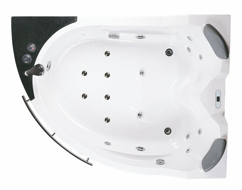 EAGO AM113ETL-L 5.5 ft Right Drain Corner Acrylic White Whirlpool Bathtub for Two