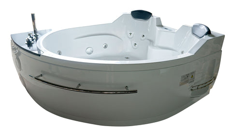 Image of EAGO AM113ETL-L 5.5 ft Right Drain Corner Acrylic White Whirlpool Bathtub for Two