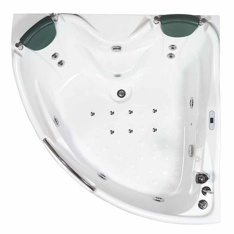 Image of EAGO AM125ETL 5 ft Corner Acrylic White Whirlpool Bathtub for Two w/ Fixtures