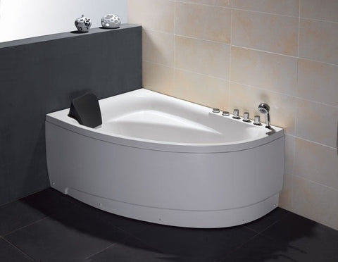 Image of EAGO AM161-R 59" Single Person Corner White Acrylic Whirlpool BathTub