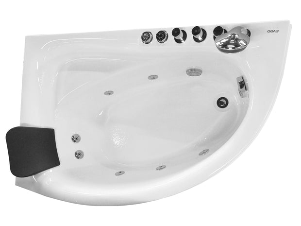 EAGO AM161-R 59" Single Person Corner White Acrylic Whirlpool BathTub