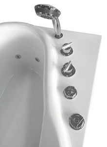 EAGO AM175-L 57'' White Acrylic Jetted Whirlpool Bathtub W/ Fixtures