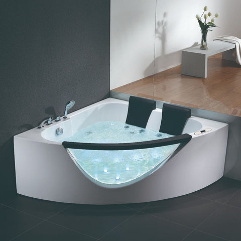 Image of EAGO AM199ETL 5ft Clear Rounded Corner Acrylic Whirlpool Bathtub for Two