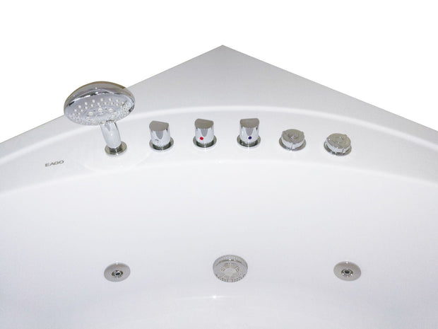 EAGO AM200 5' Rounded Modern Double Seat Corner Whirlpool Bath Tub with Fixtures