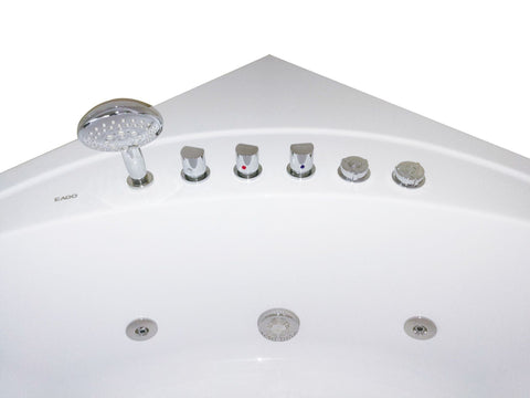 Image of EAGO AM200 5' Rounded Modern Double Seat Corner Whirlpool Bath Tub with Fixtures